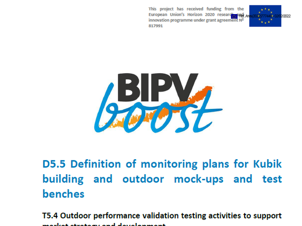 Definition of monitoring plans for Kubik building and outdoor mock-ups and test benches