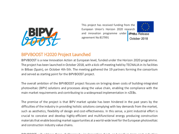 Press release: BIPVBOOST project  launched